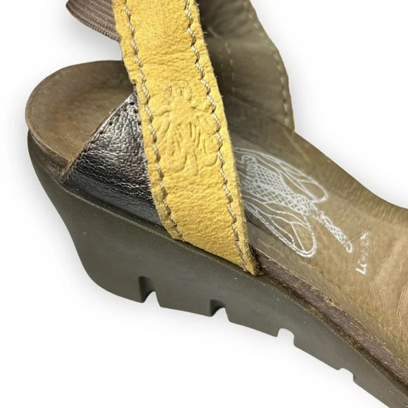 Fly London Imat Bumblebee/Bronze Wedge Sandals 36 - Picture 6 of 12